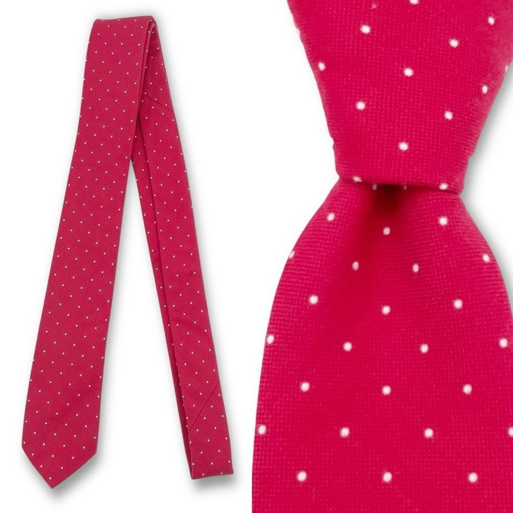 Original Penguin Red Polka Dot Tie Silk Cotton Blend Slim Neck Tie Point Necktie